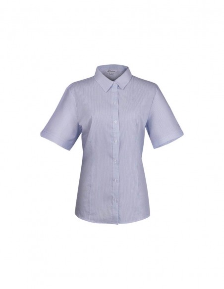 AU-2900S - Ladies Henley Striped Short Sleeve Shirt - Aussie Pacific - Corporates