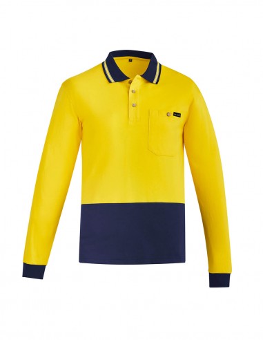 SY-ZH430 - Mens Hi Vis Cotton L/S Polo - Syzmik - Work Wear