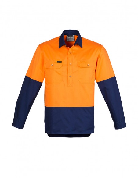 SY-ZW560 - Mens Hi Vis Closed Front L/S Shirt - Syzmik - Work Wear