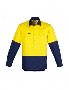 SY-ZW560 - Mens Hi Vis Closed Front L/S Shirt - Syzmik - Work Wear 2