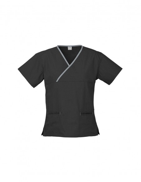 BC-H10722 - Contrast Ladies Crossover Scrubs Top - Biz Collection - Corporates