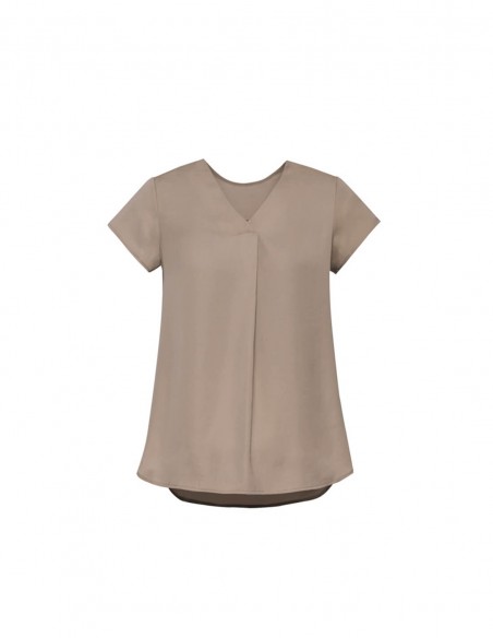 BCO-RB967LS - Womens Kayla V-neck Pleat Blouse - Biz Corporates - Corporates